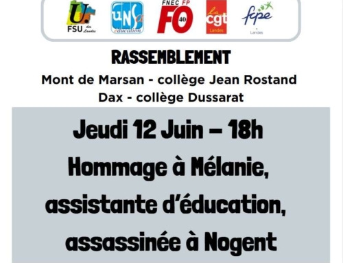 jeudi 12 juin à 18h Rassemblements pour rendre hommage à la collègue  tuée mardi dans la Marne.